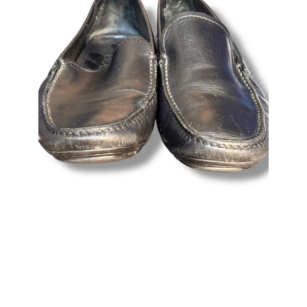 Prada Black Leather Driving Loafers Size 7 Slip On Italy Designer Minimalist - Picture 5 of 11